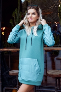Утеплена сукня-худі oversize ментолова 7923