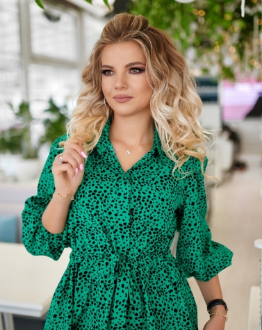 Oversize-блузка в стильный принт зеленая 1377