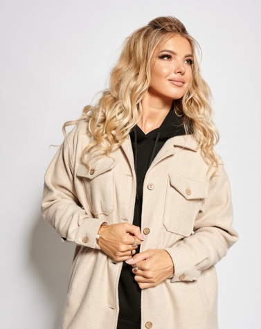 Тепла сорочка бежева oversize 1390