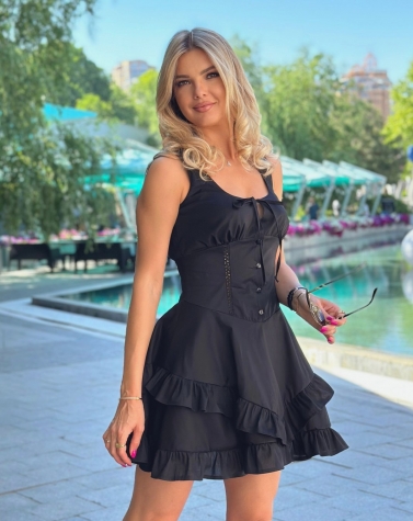 Літня сукня з корсетом чорна 8079
