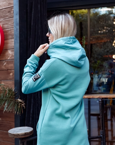 Утеплённое платье-худи oversize ментоловое 7923