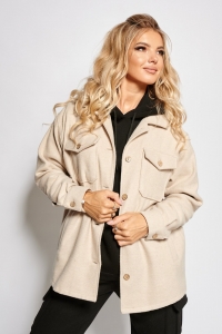 Теплая рубашка бежевая oversize 1390
