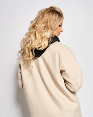 Теплая рубашка бежевая oversize 1390