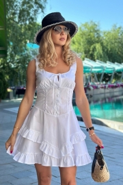 Літня сукня з корсетом біла 8079 