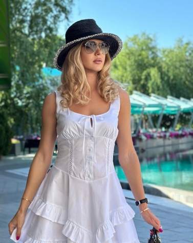 Літня сукня з корсетом біла 8079 