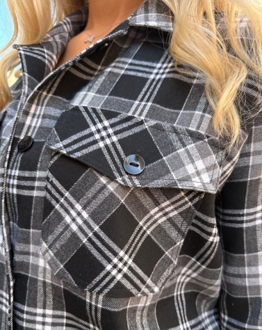 Теплая рубашка в клетку oversize 1381