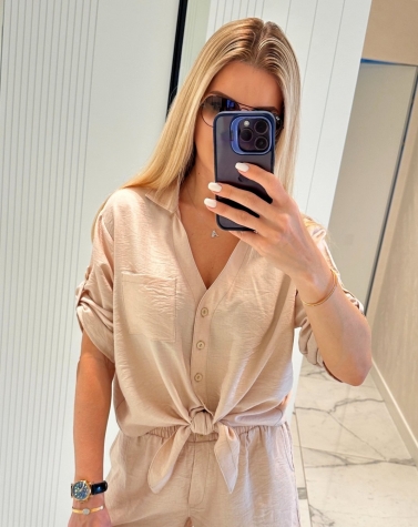Легкий костюм з шортиками бежевий 6080